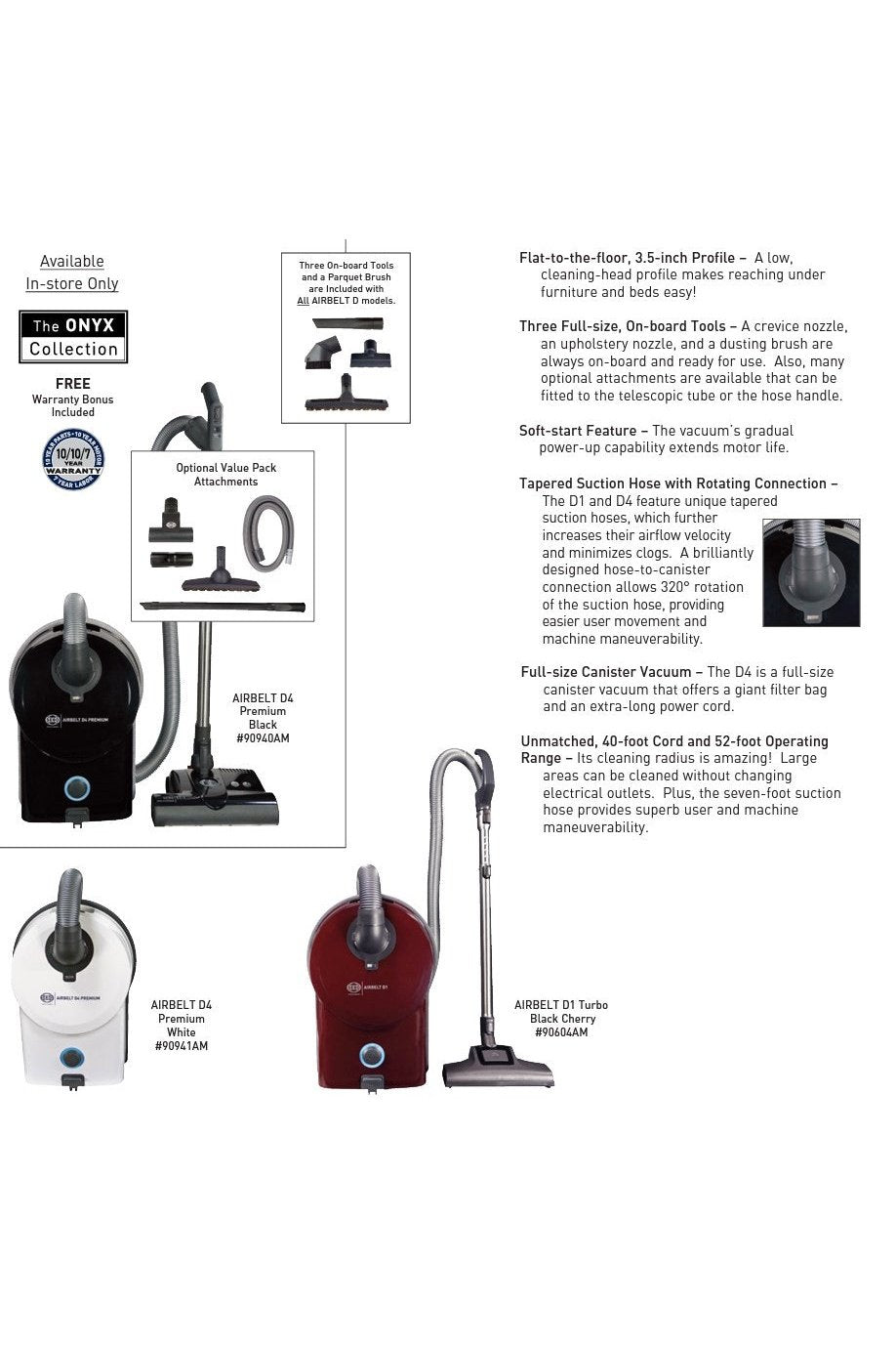 Sebo Airbelt D4 Premium Canister Vacuum 90940AM (available in store only)!