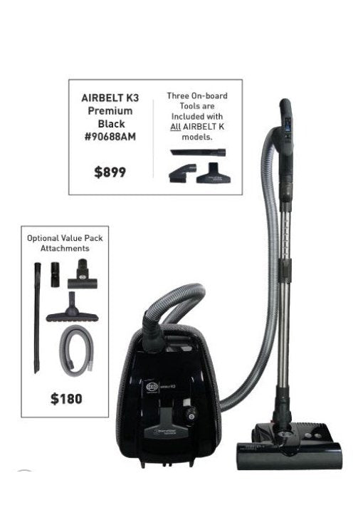 SEBO AIRBELT K3 Onyx Canister Vacuum Cleaner with Power Head 2023 Model #90688AM *In store purchase only*