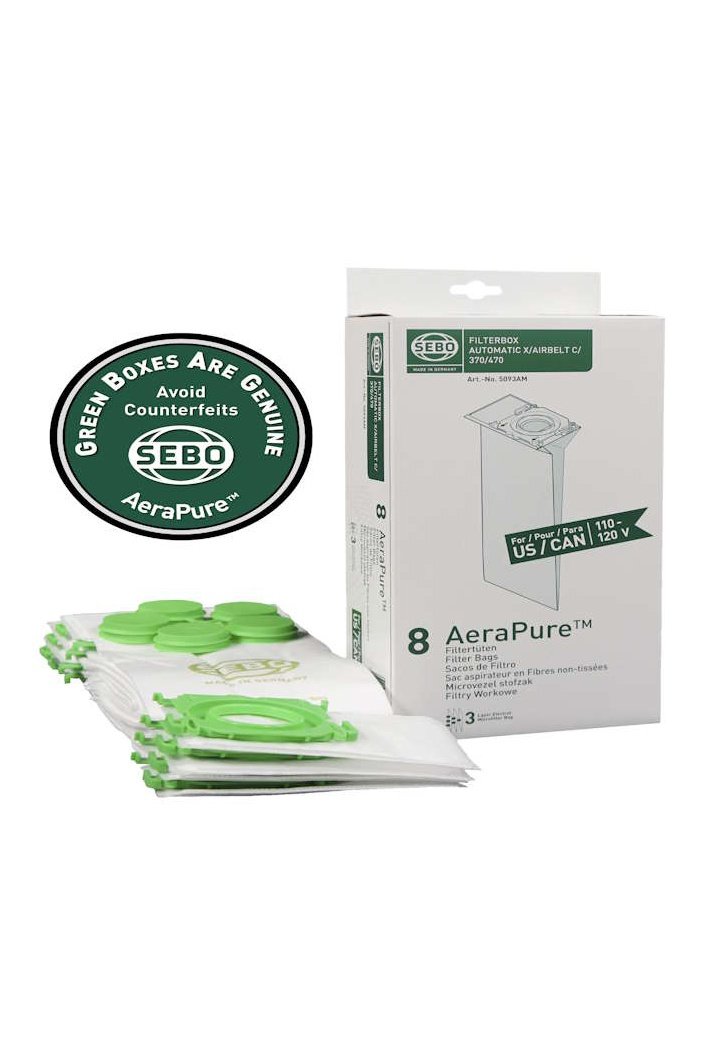 SEBO X, C, G, 370 Series AeraPure Filter Bags 5093AM - 8 pack