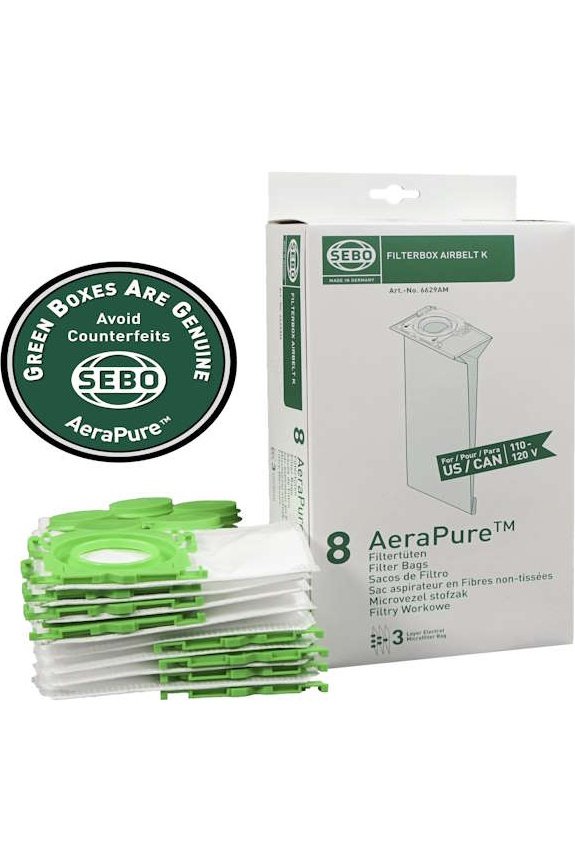 SEBO Airbelt K 3-ply Filter Bags - 8 pack 6629AM