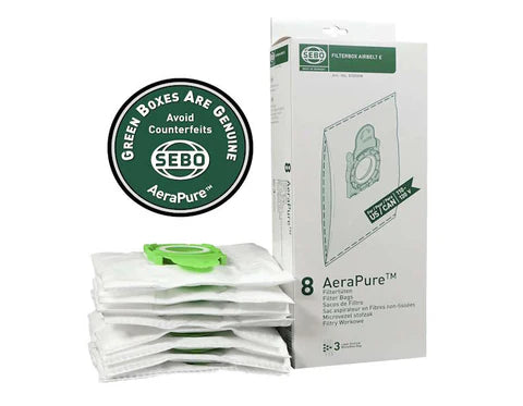 SEBO AIRBELT Filter Bag Box - E Series (8-Pack) [8300AM]