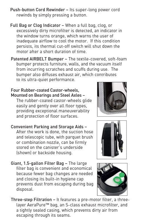 Sebo Airbelt D4 Premium Canister Vacuum 90941AM