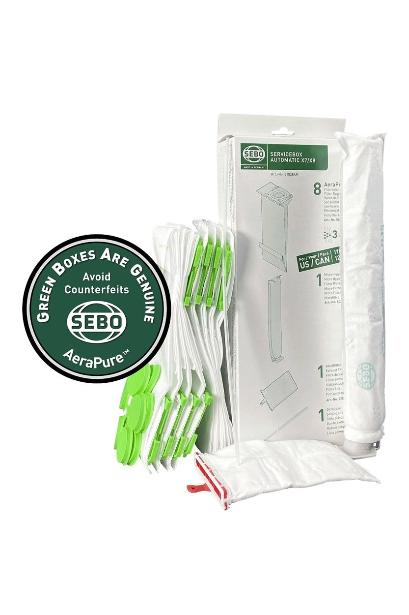 SEBO X7 X8 Bags, Filters, and Sealing Strip Service Box 51828