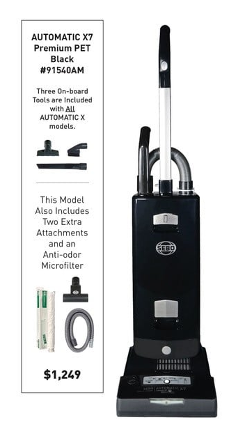 SEBO Automatic X7 Onyx Upright Boost Pet Premium 91540AM-In store only purchase call 951 245-8800
